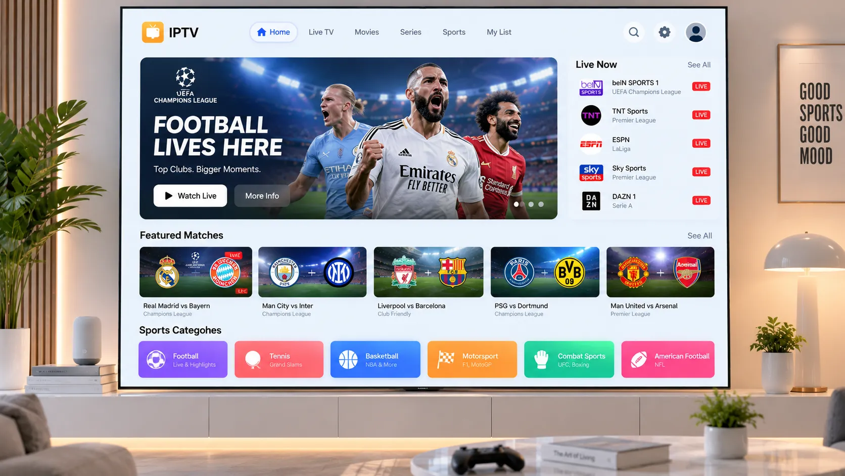 Comparison of best IPTV providers displayed on a laptop screen showing streaming quality review interface
