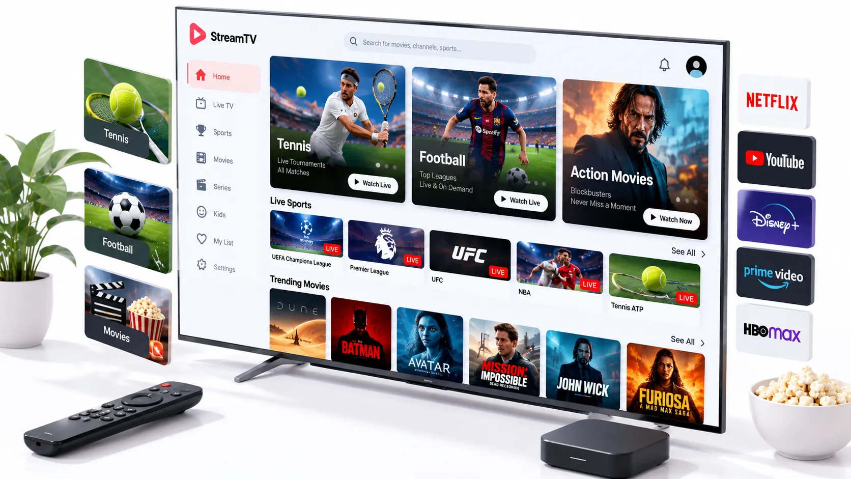 IPTV Smarters Pro app interface on Amazon Firestick showing live channel EPG guide and login configuration screen