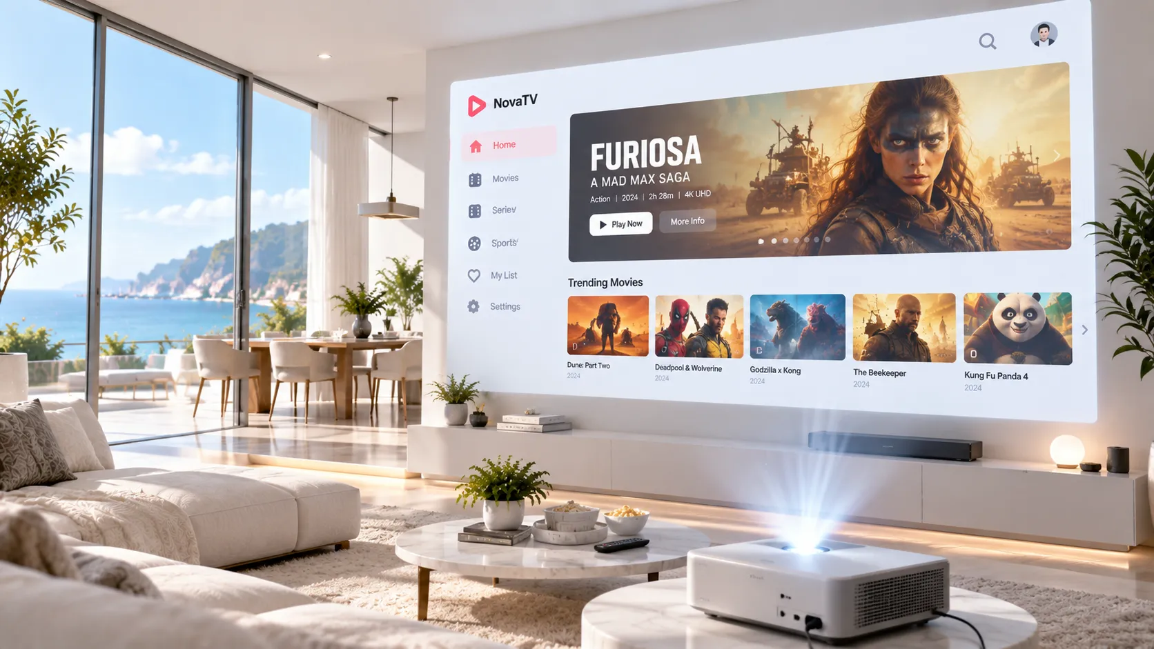 Side-by-side comparison of IPTV streaming setup versus traditional cable TV installation showing device flexibility